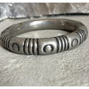 Vintage Southwestern Silver Plated Etched Bangle Bracelet Tribal Style